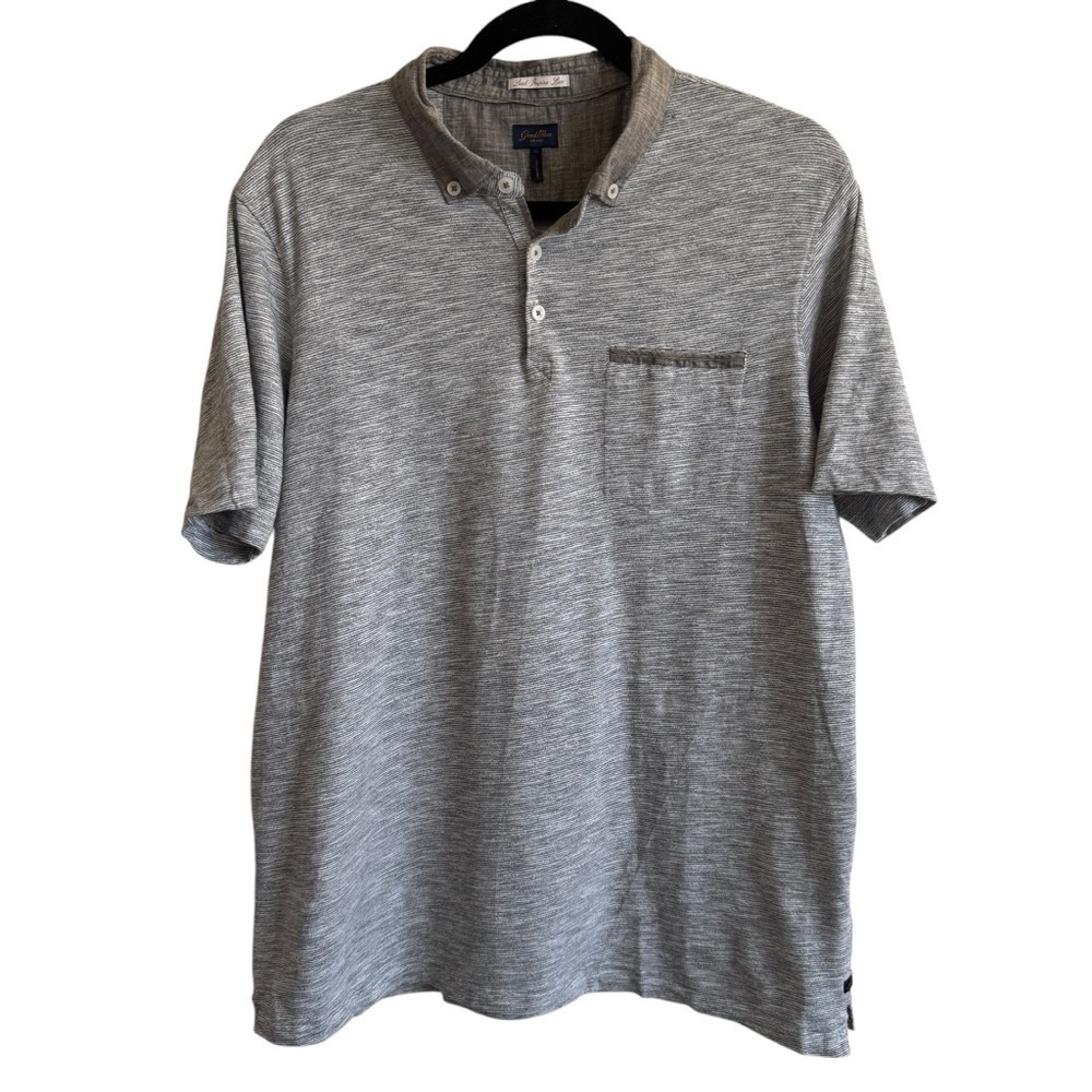 Good Man Brand Gray Knit 100% Cotton Polo Shirt, Size XL